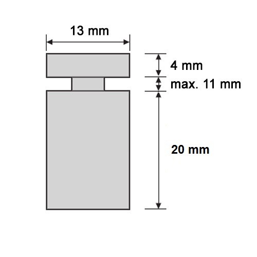 Alu Abstandshalter 13 mm x 20 mm